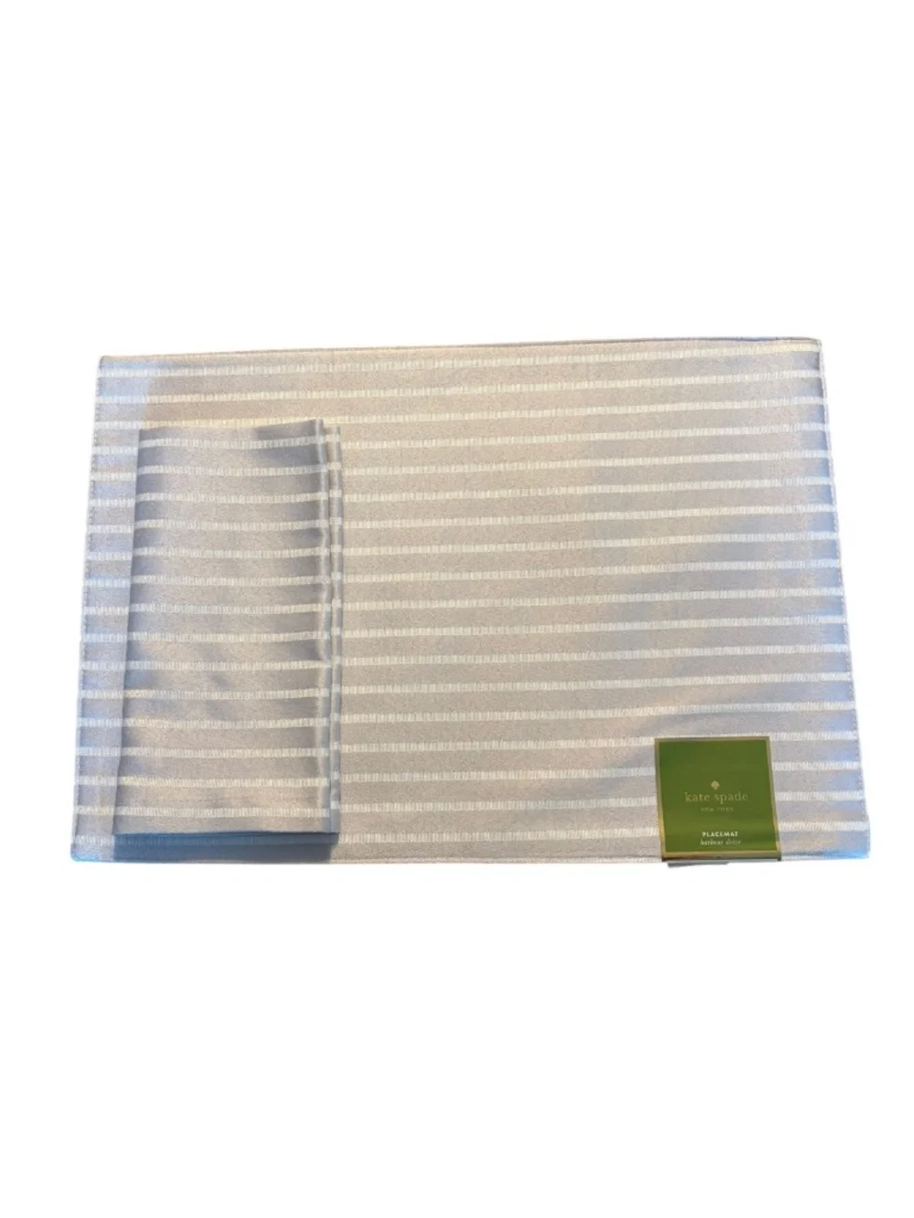 Kate Spade New York Harbour Drive Silver White Placemats Set of 8 NWT